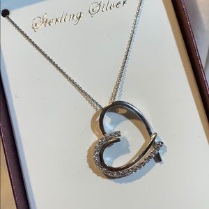 New Sterling Silver Heart Necklace 16”